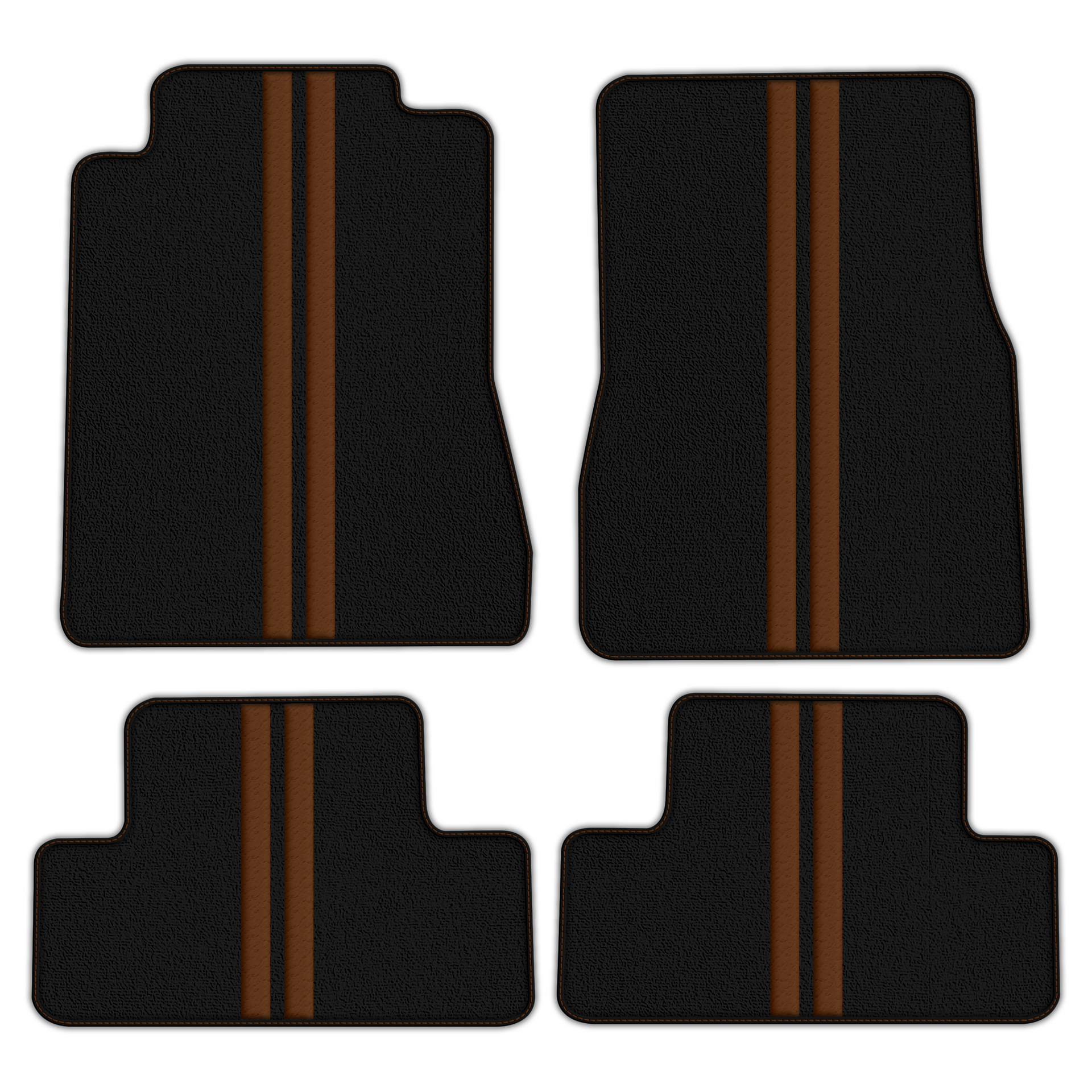 Black Floor Mats with Leather Line for Ford Mustang V FL (2011-2014) - Various Colors