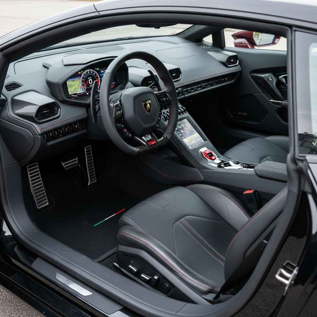 Mata samochodowe z włókna węglowego do Lamborghini Huracan STO z włoską flagą