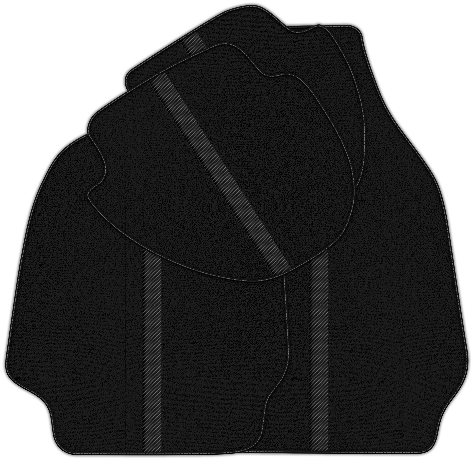 Black Floor Mats with Leather Line for Porsche Classic 911 (1963-1989) - Various Colors