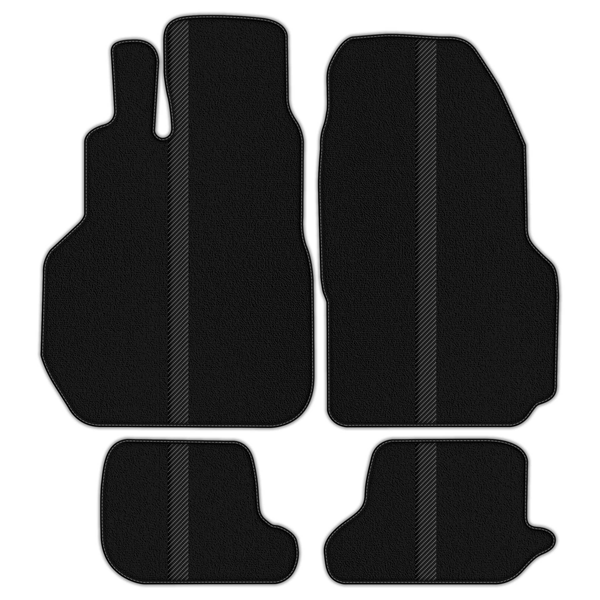Black Floor Mats with Leather Line for Nissan GT-R (2009-2023) - Various Colors