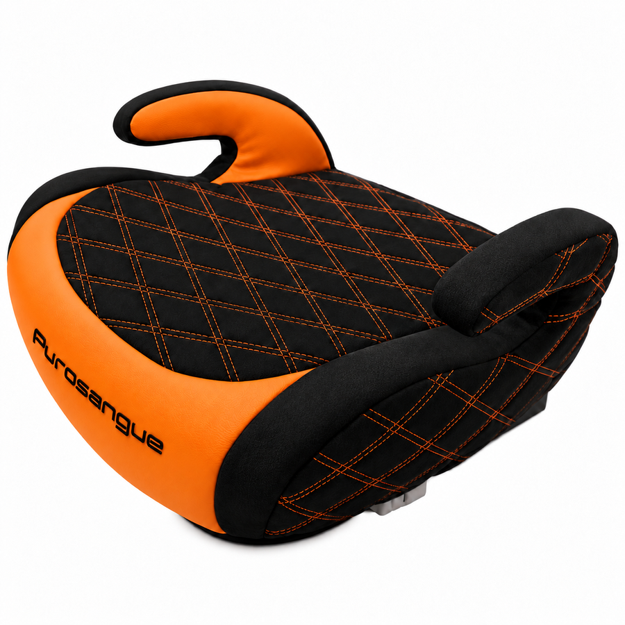 Black Alcantara Backless Car Seat for Kids with Yellow Leather | for Ferrari Purosangue
