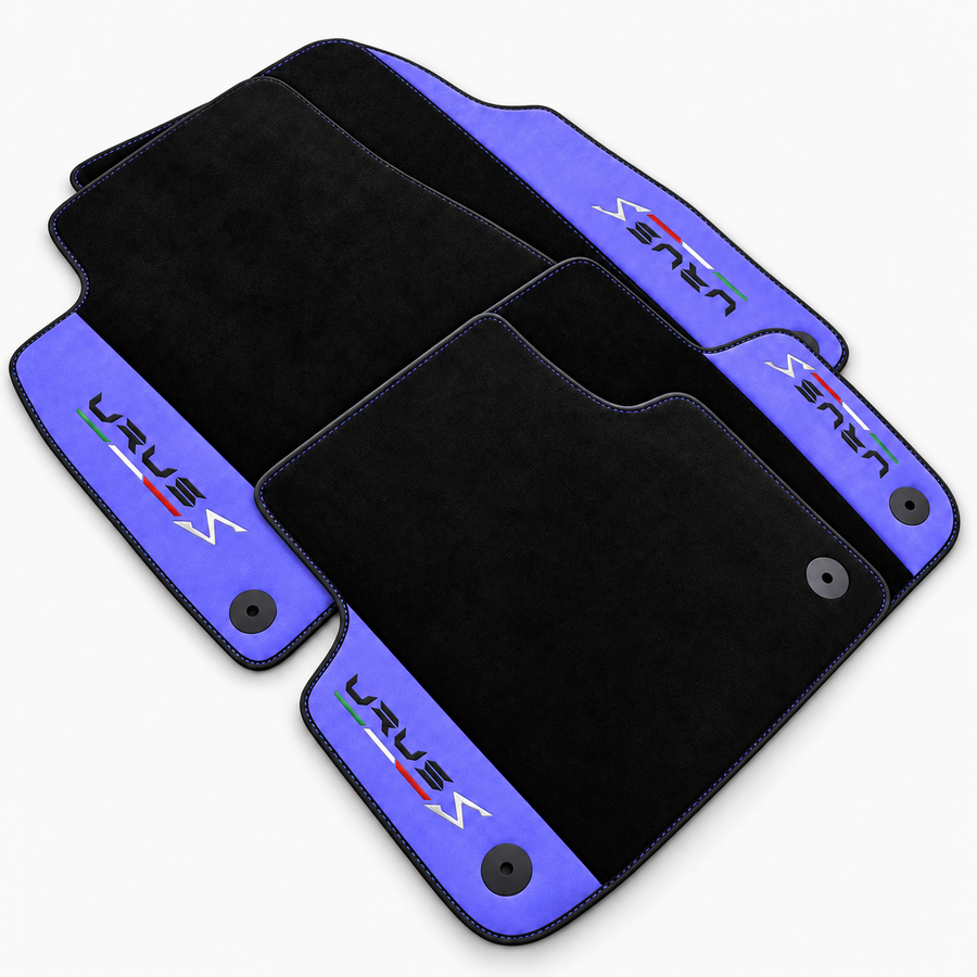 Purple Leather Black Floor Mats for Lamborghini Urus S Black Trim