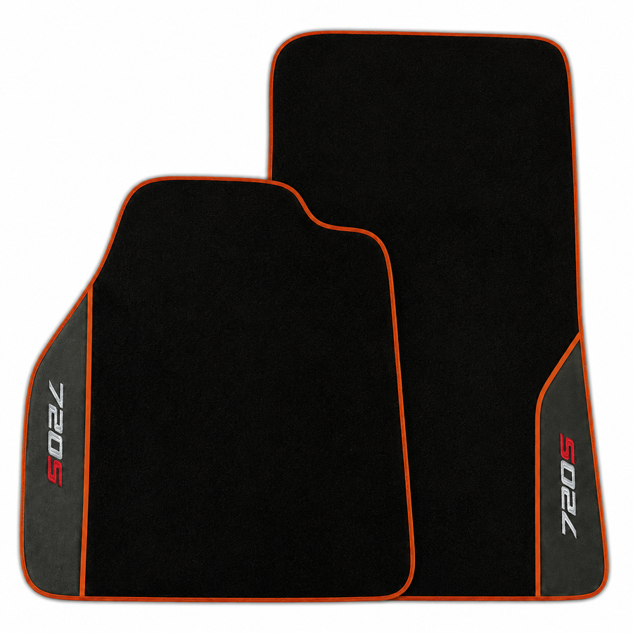 Black Floor Mats for McLaren 720S | Red Trim