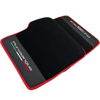 Black Floor Mats for Ferrari Purosangue with Leather and Red Trim | Italian Edition - AutoWin