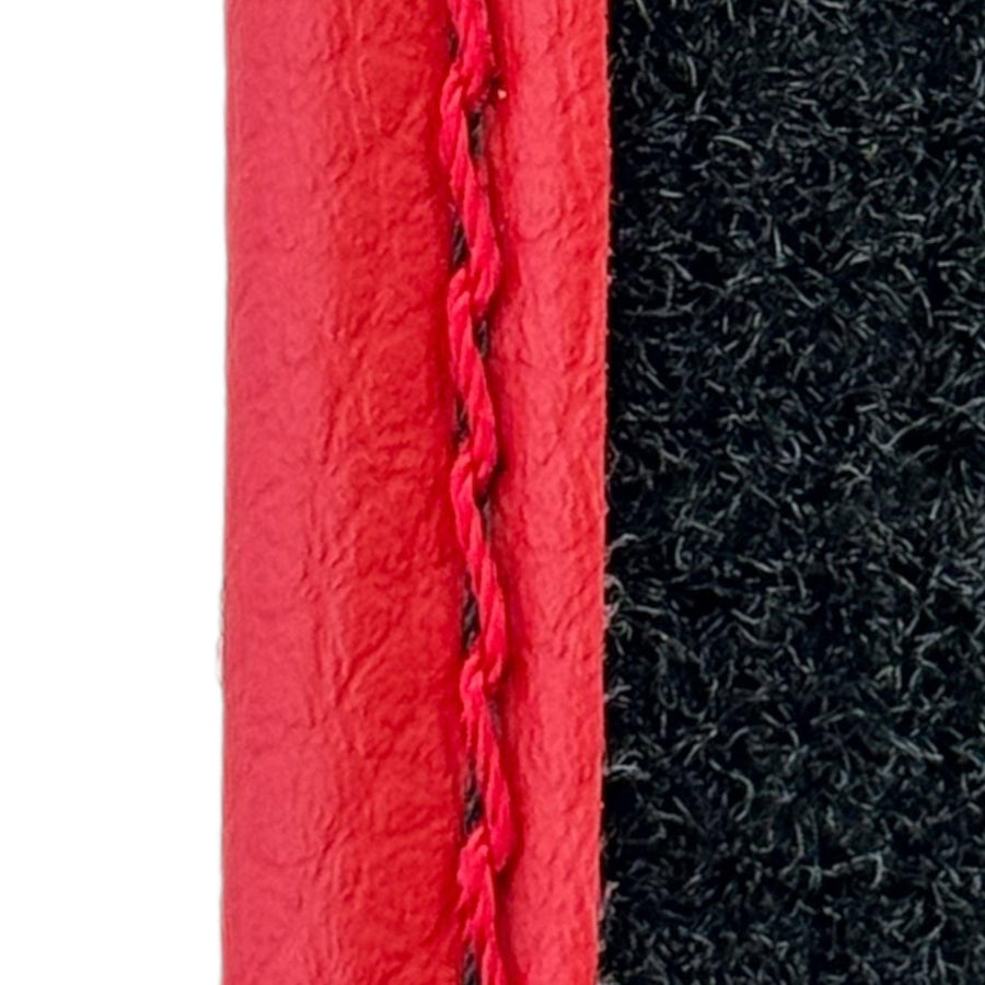 Black Floor Mats for Ferrari 296 GTS (2022-2024) with Carbon Fiber | Red Trim - AutoWin