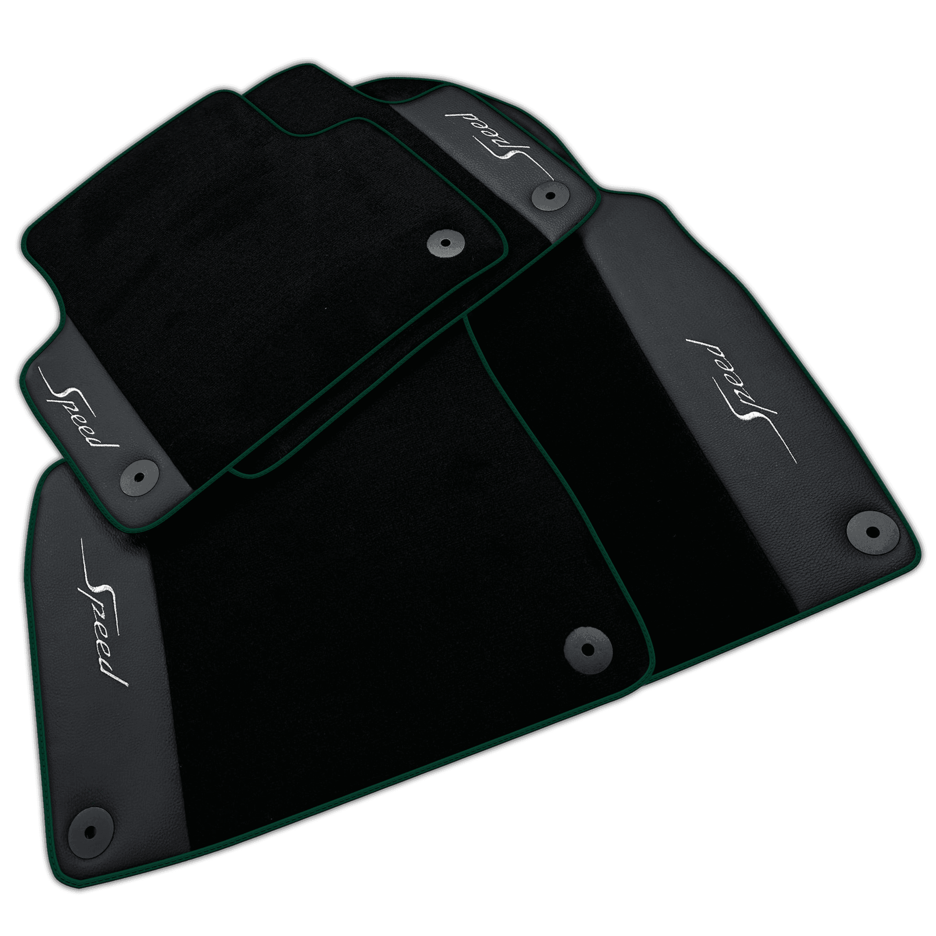 Black Floor Mats for Bentley Flying Spur (2005-2013) with Leather | Various Trim Colors