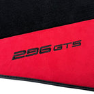 Black Floor Mats for Ferrari 296 GTS (2022-2024) with Red Alcantara Leather - AutoWin