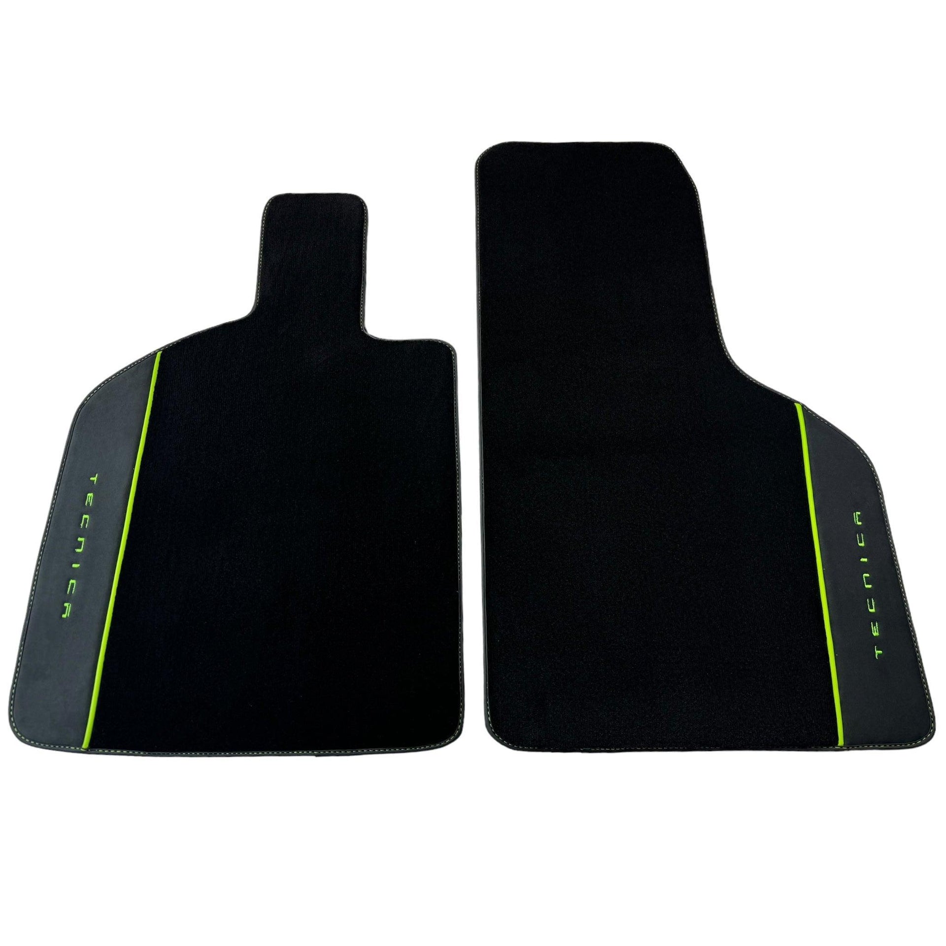 Black Floor Mats for Lamborghini Huracan Tecnica with Alcantara Leather | Green Edition - AutoWin