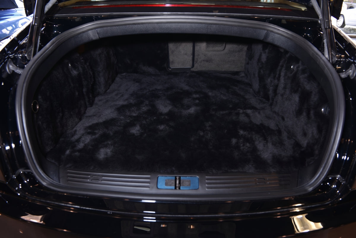 Customizable Black Sheepskin Trunk Floor Mat for Bentley Flying Spur (2005-2013)