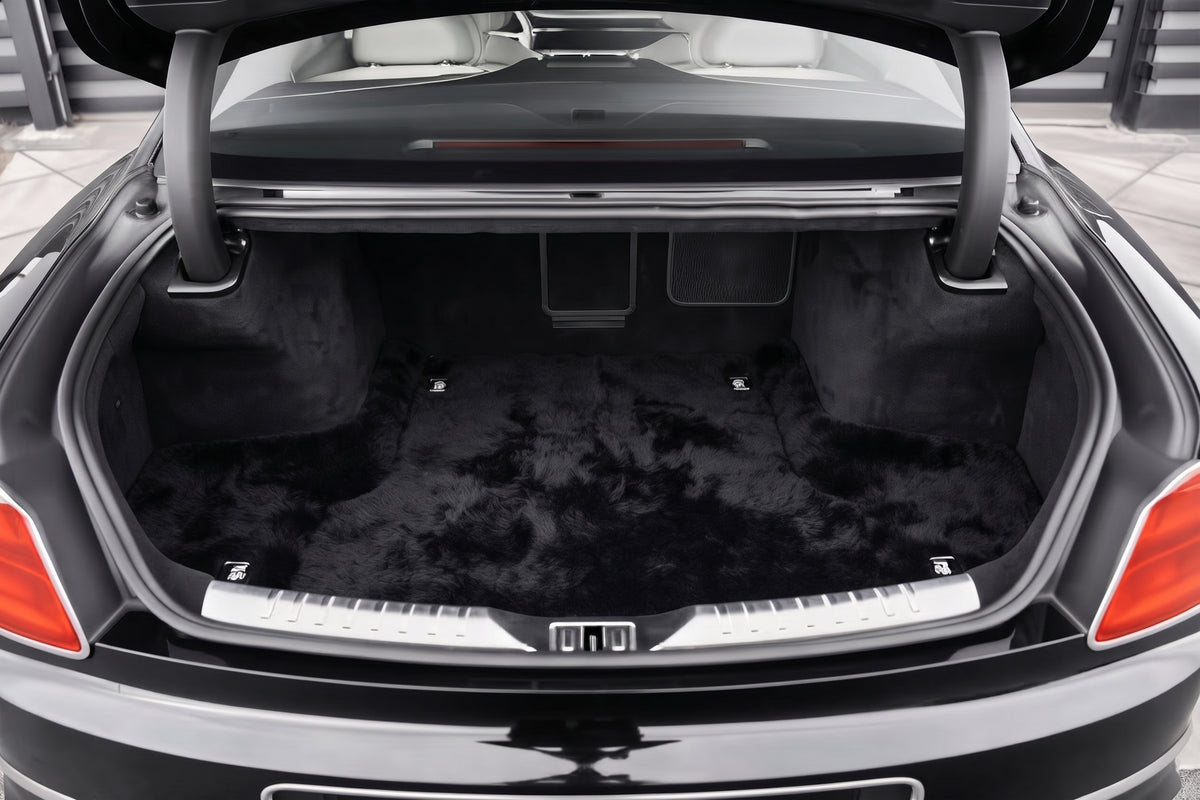 Customizable Black Sheepskin Trunk Floor Mat for Bentley Flying Spur (2019-2023)