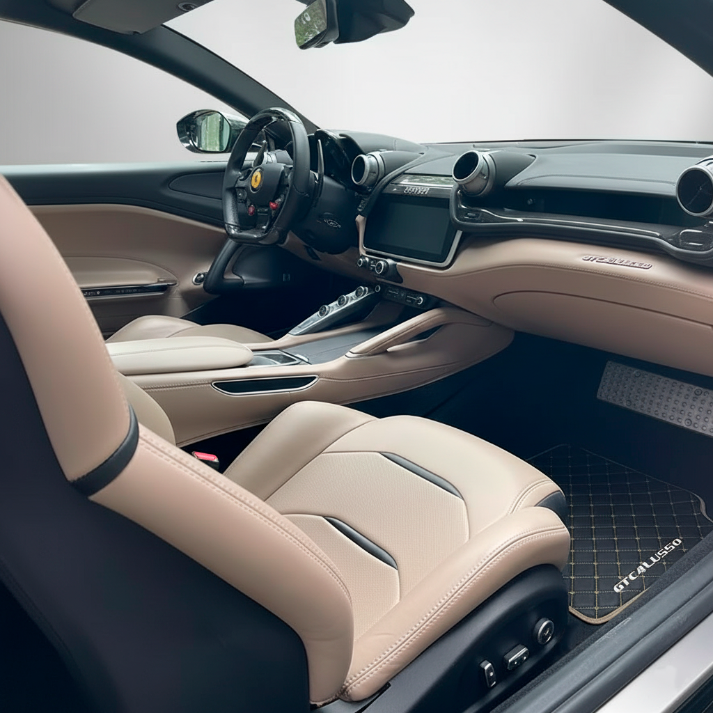 Gray Floor Mats For Ferrari GTC4 Lusso (2016-2023) Italian Edition - AutoWin