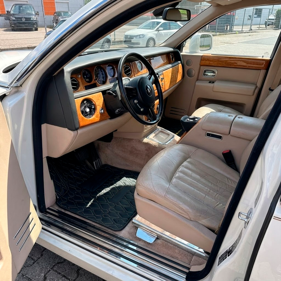 Dostosowane czarne skórzane wykładziny samochodowe do Rolls-Royce Phantom VIII (2017-2024)