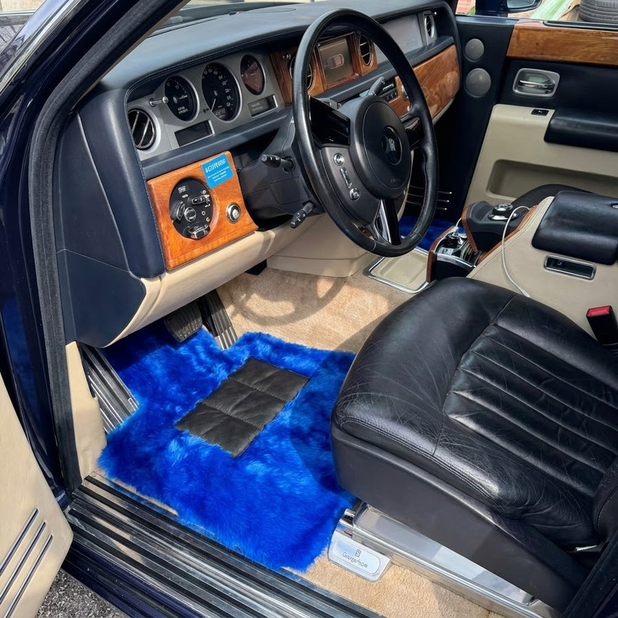Niebieskie Dywaniki Samochodowe z Owcy dla Rolls-Royce Phantom Drophead Coupe (2007-2016)