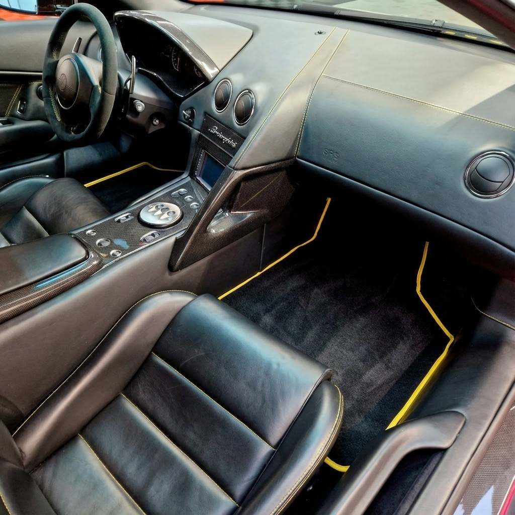 Customizable Leather Floor Mats with Line Pattern for Lamborghini Murcielago (2001-2010) - AutoWin