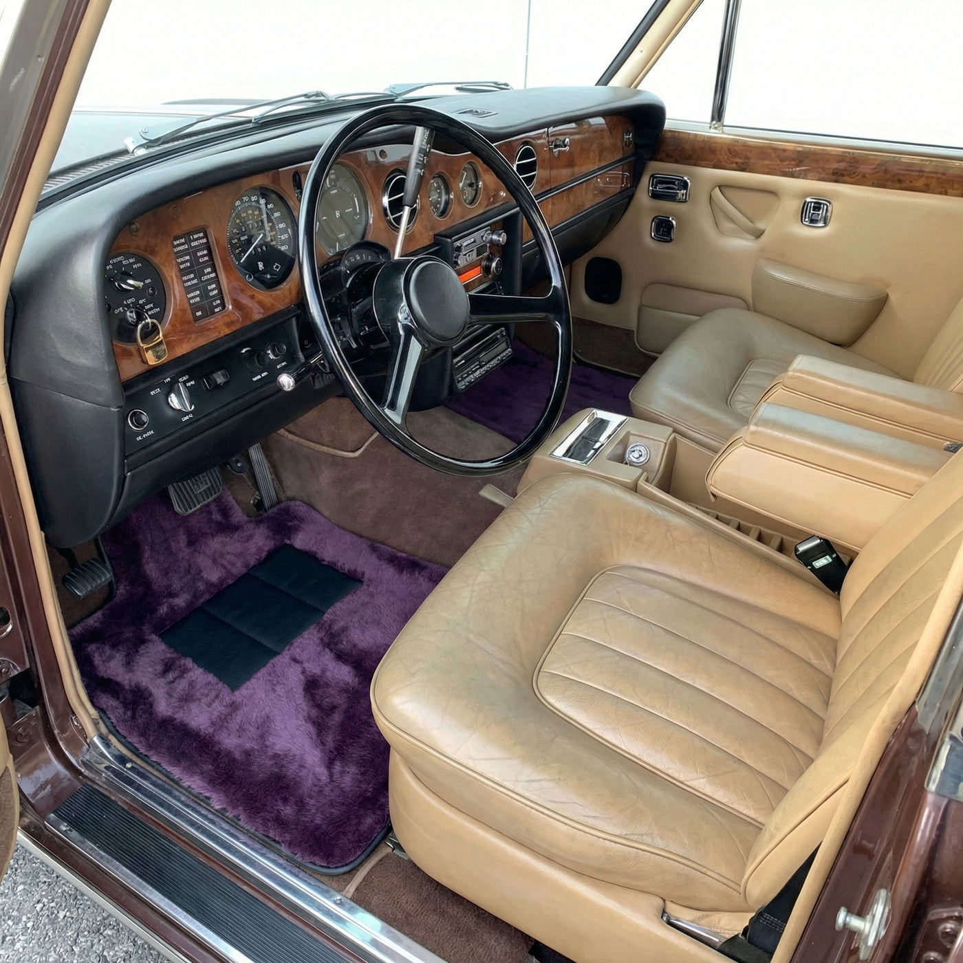 Fioletowe Dywaniki Skórzane z Owcy dla Rolls-Royce Shadow (1965-1977)