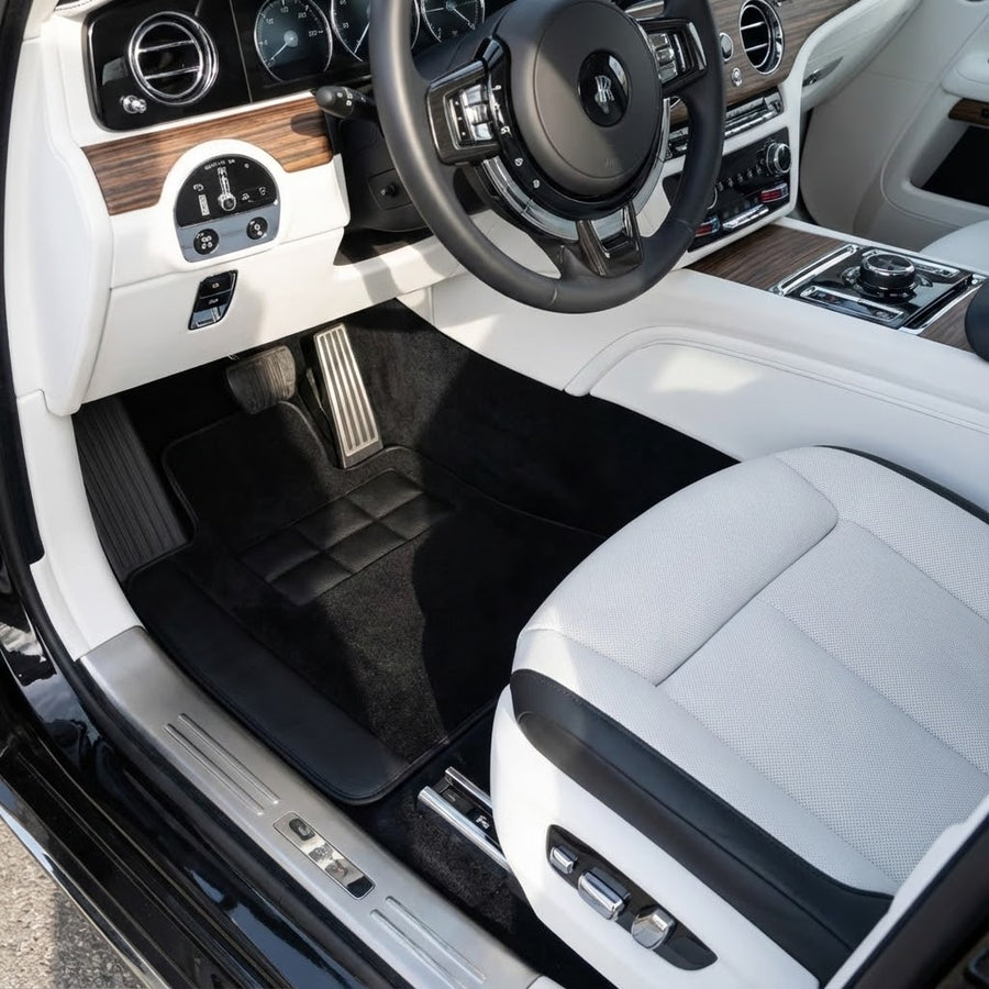 Mata samochodowe na zamówienie dla Rolls Royce Spectre (2023-2024) z czarnej skóry