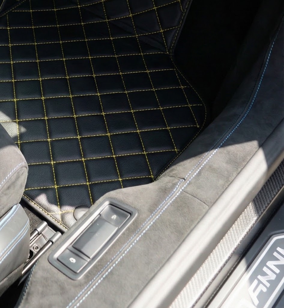 Customizable Floor Mats From Carpet with Leather A56 Pattern for Lamborghini Centenario (2016-2017) - AutoWin