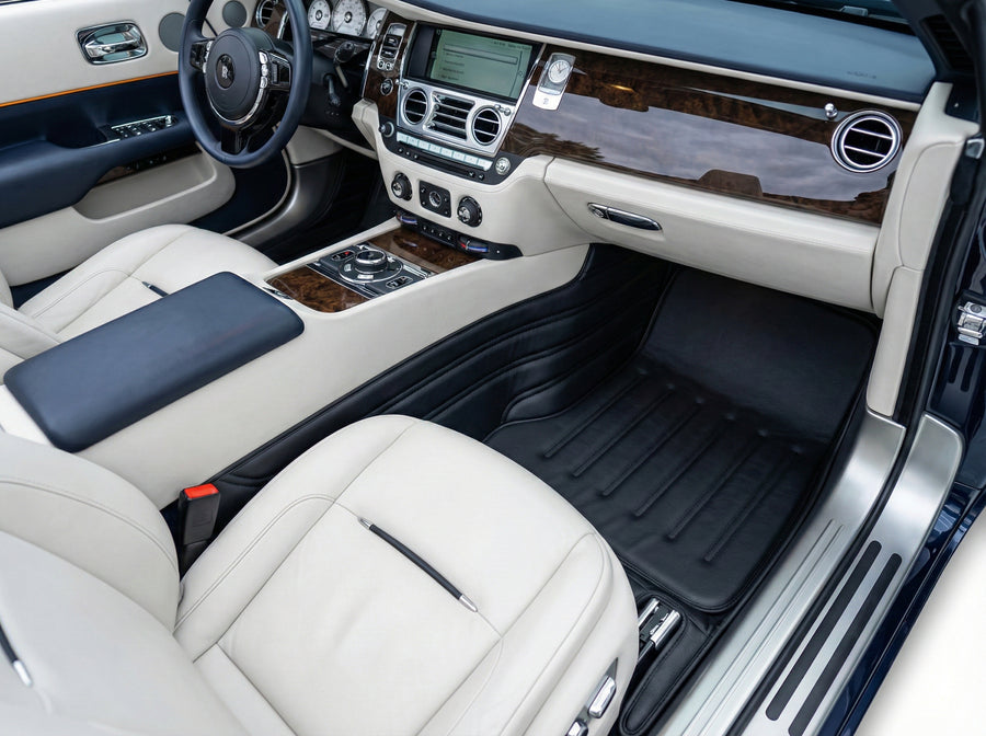 Dywaniki skórzane dla Rolls Royce Black Badge Dawn Rr6 2016-2023 Czarny