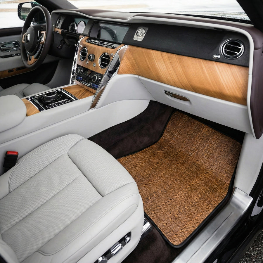 Dywaniki samochodowe ze skóry z wytłoczeniem krokodyla dla Rolls-Royce Cullinan (2018-2025)