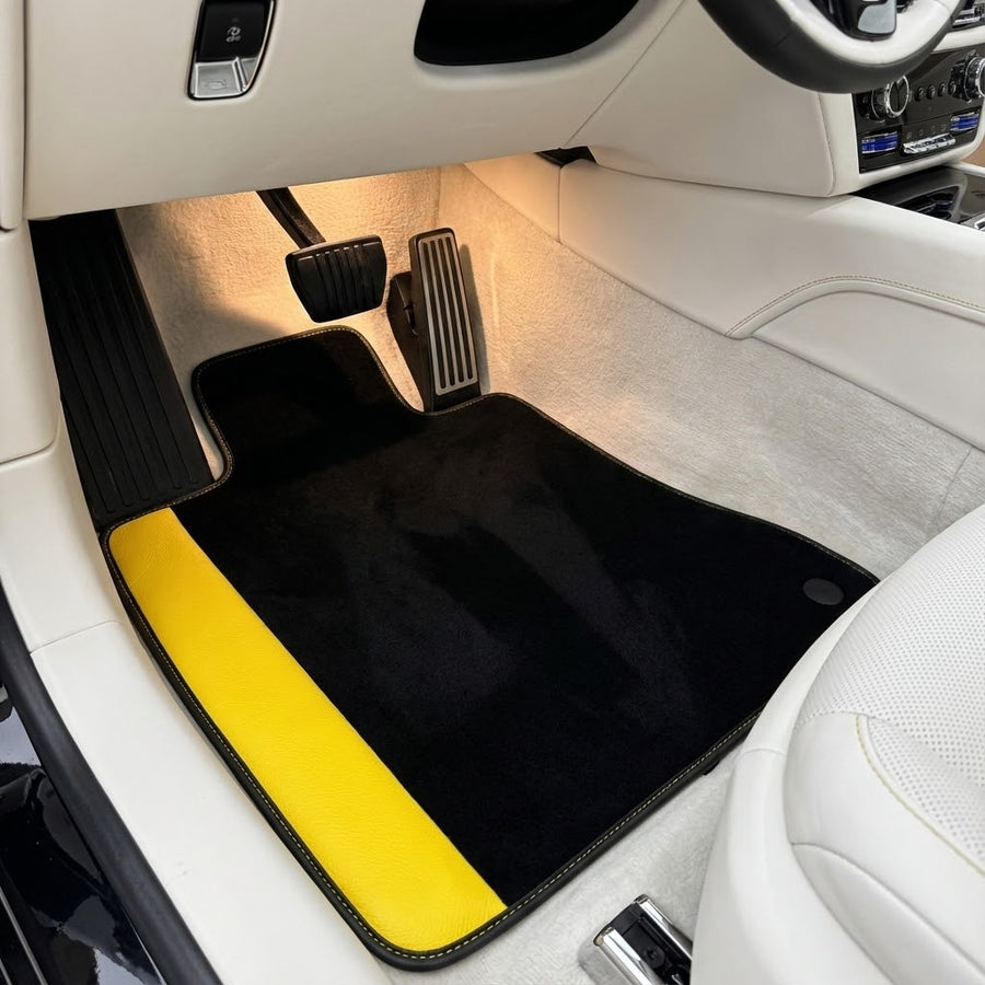 Niestandardowe dywaniki samochodowe dla Rolls Royce Spectre (2023-2024) ze skórą żółtą