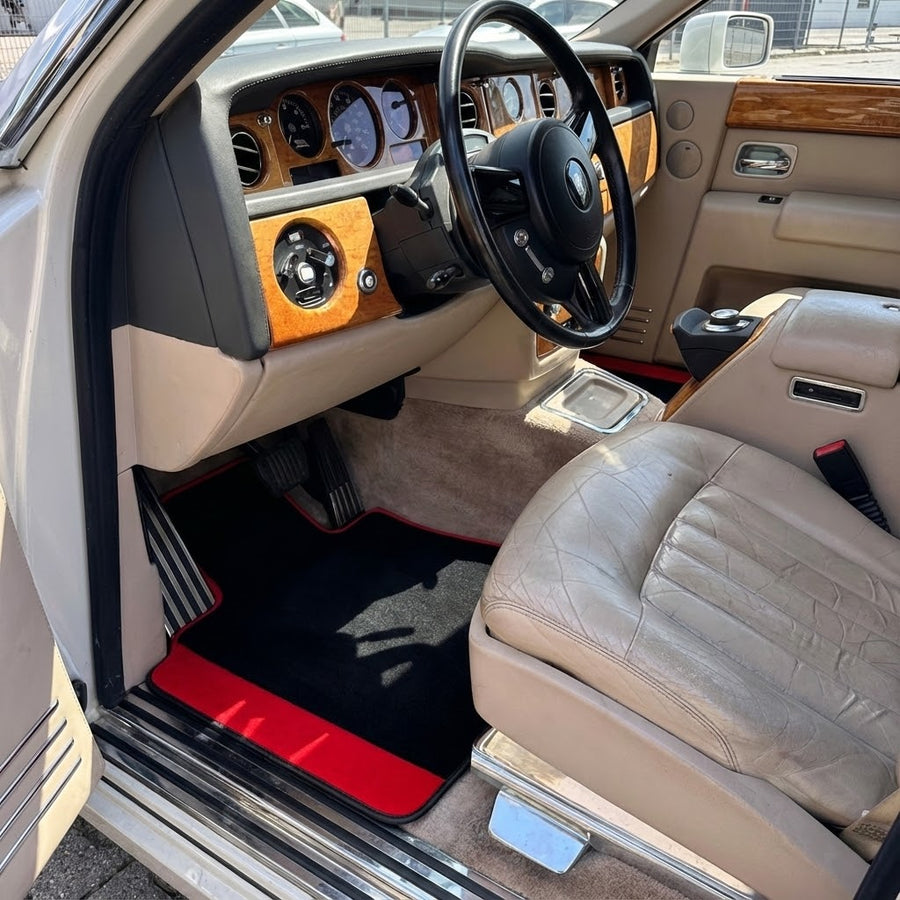 Custom Floor Mats for Rolls Royce Phantom Sedan (2003-2016) with Red Alcantara