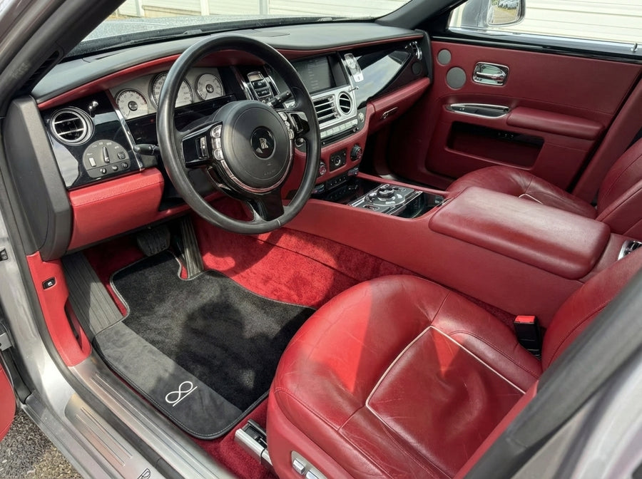 Black Floor Mats For Rolls Royce Black Badge Ghost Series II (2021-2024) Fluorescent Logo