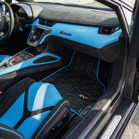 Leather Floor Mats for Lamborghini Aventador SVJ Limited Edition with Blue Trim