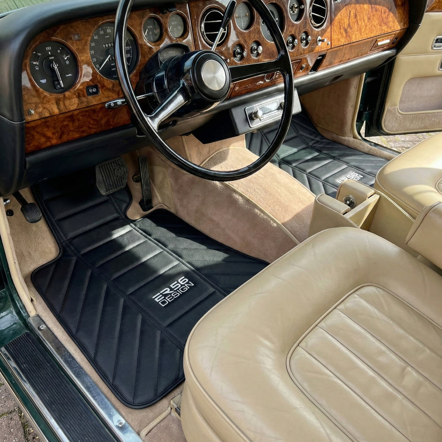 Czarne skórzane dywaniki samochodowe do Rolls Royce Shadow (1965-1977) Projekt ER56