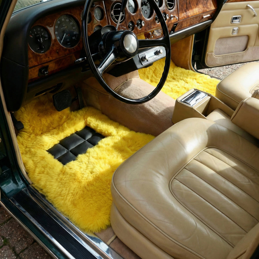 Żółte dywaniki samochodowe ze skóry owczej do Rolls Royce Shadow (1965-1977) Marki ER56
