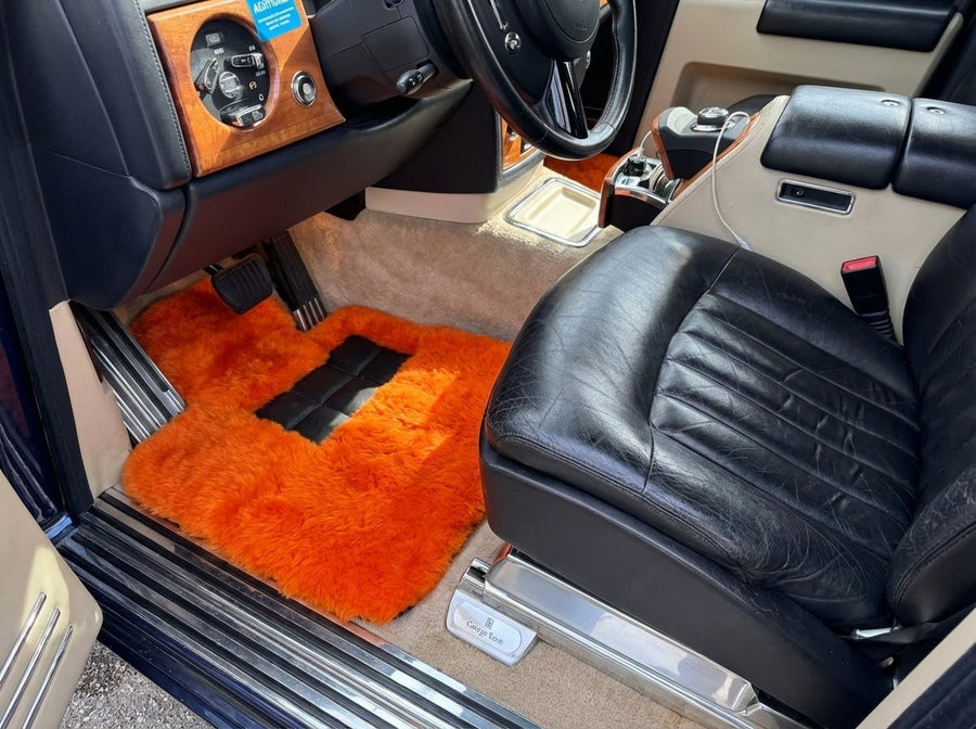Orange Sheepskin Floor Mats For Rolls Royce Phantom Drophead Coupe 2007–2016 Er56 Design Brand