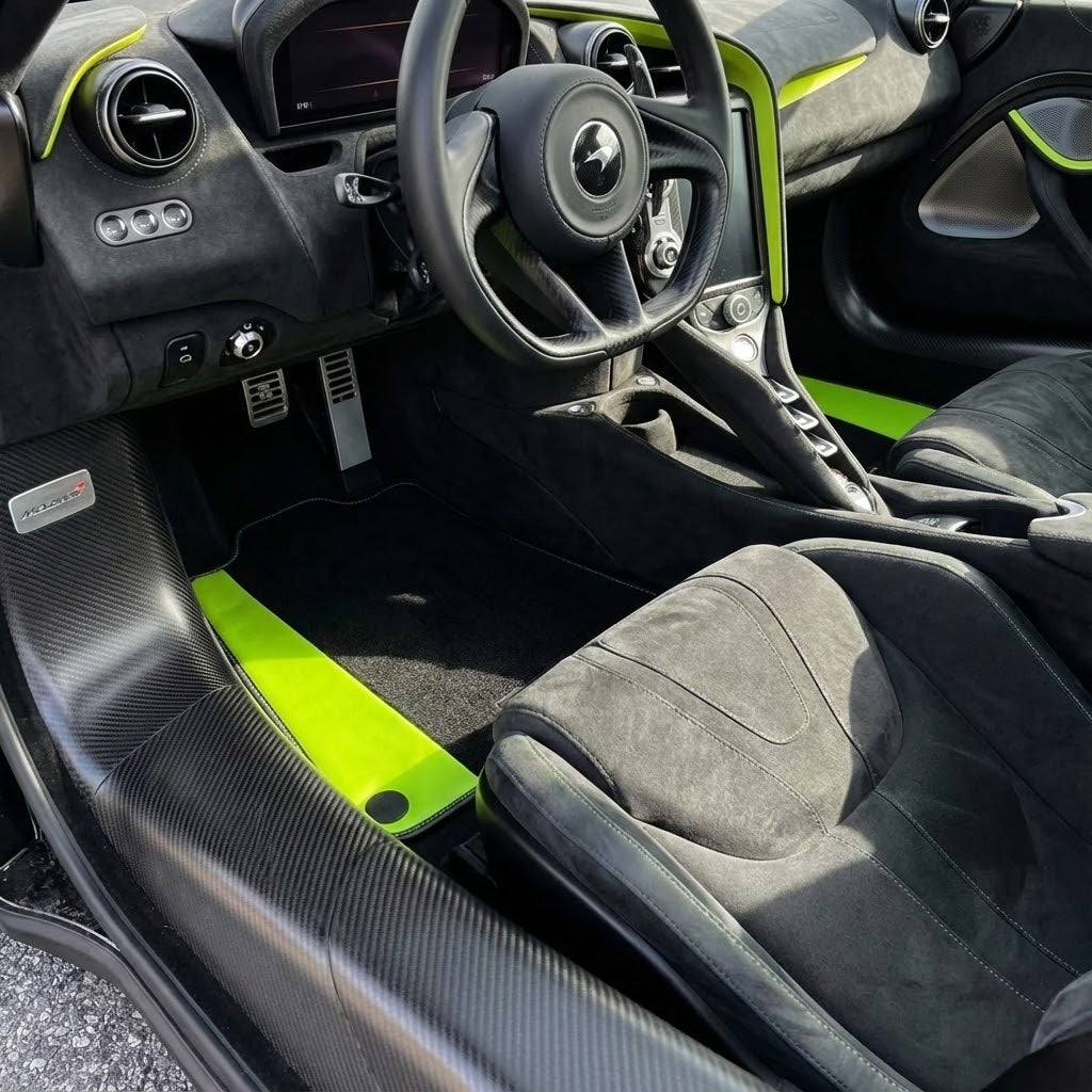 Customizable Leather Floor Mats with Line Pattern for McLaren 750S (2023-2025) - AutoWin
