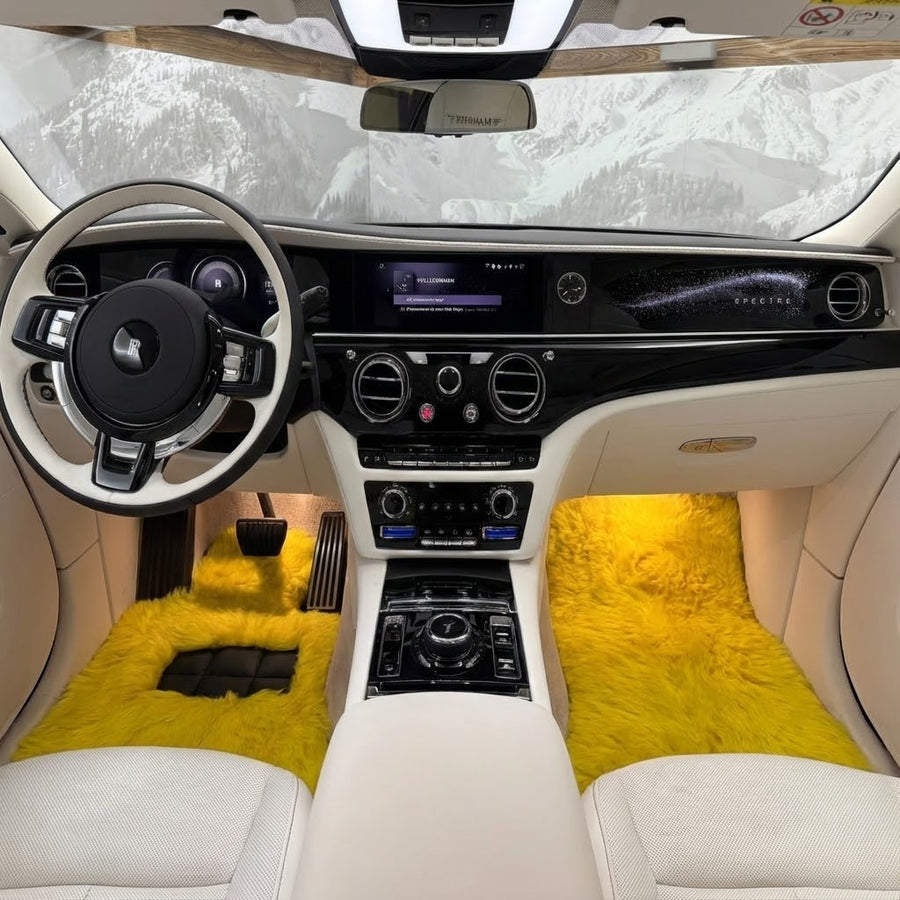 Żółte dywaniki samochodowe z owczej skóry dla Rolls-Royce Spectre (2023-2024) Marka ER56