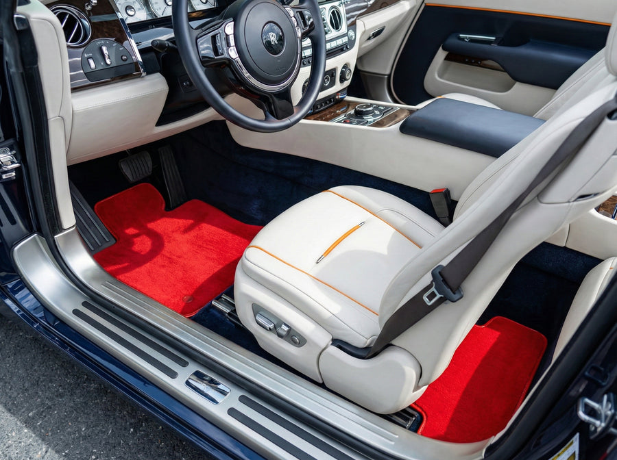Dywaniki samochodowe do Rolls Royce Dawn Rr6 2016-2023 Czerwone