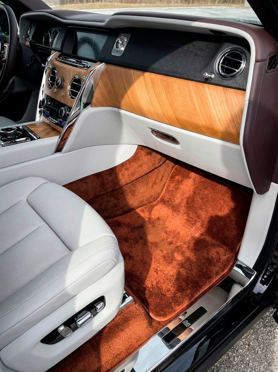 Brązowe Dywaniki z Owczej Wełny Dla Rolls Royce Cullinan Rr31 2018-2025 Er56 Design Brand