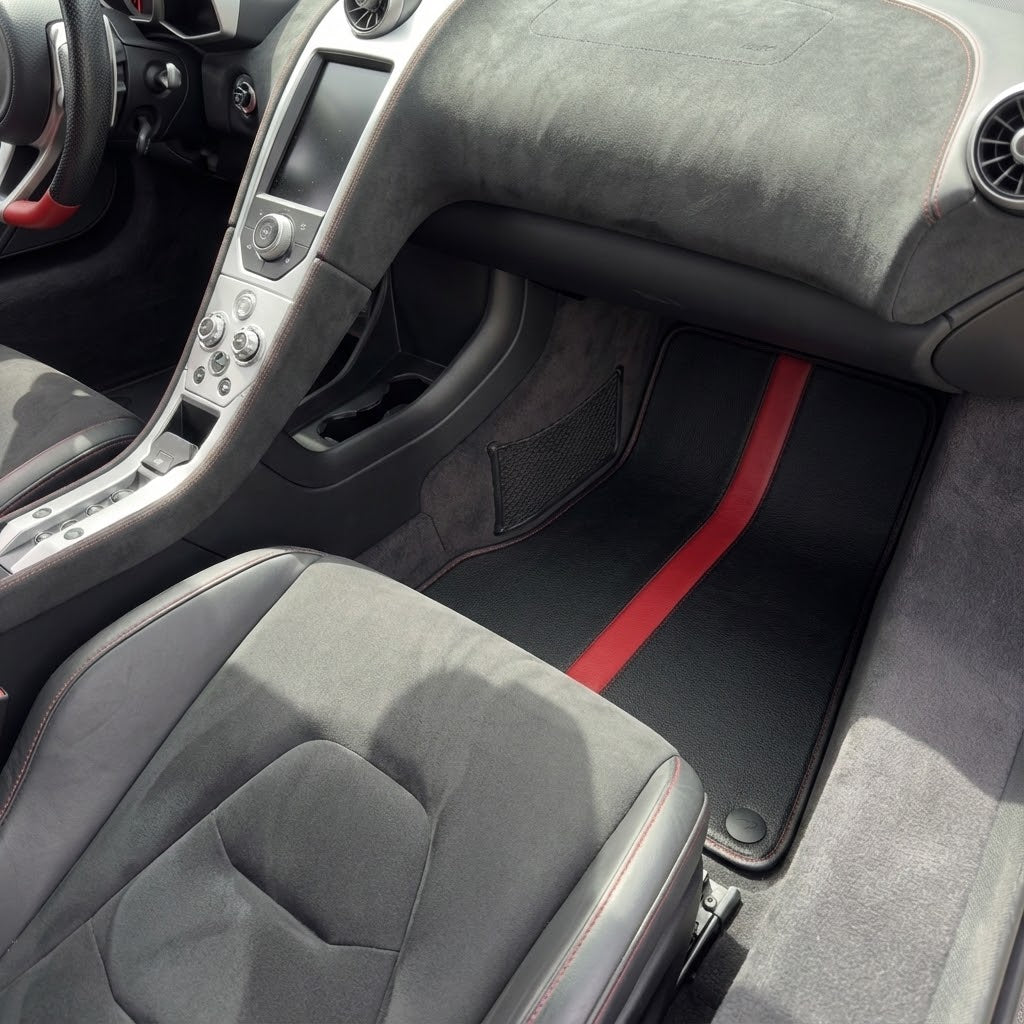 Black Floor Mats with Leather Line for McLaren MP4-12C (2011–2014) - Various Colors