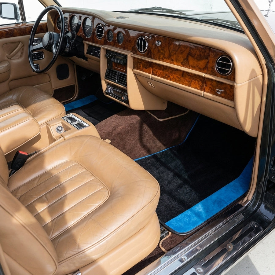 Podłogi samochodowe na zamówienie do Rolls Royce Wraith (2013–2023) z niebieskim Alcantarą