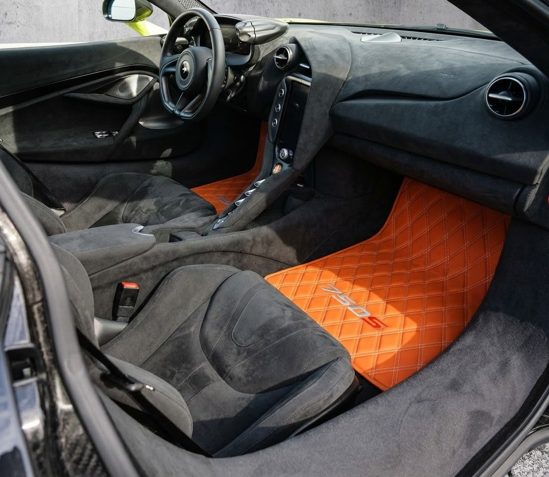 Customizable Leather Floor Mats with Line Pattern for McLaren 750S (2023-2025) - AutoWin