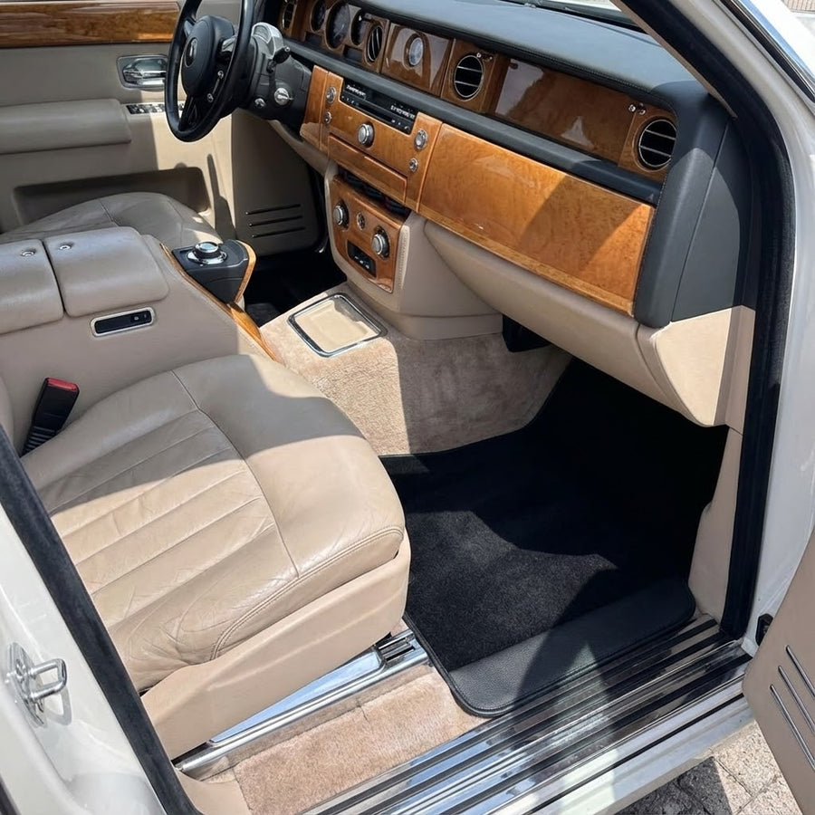 Mata samochodowe na zamówienie dla Rolls Royce Phantom Sedan (2003-2016) z czarnej skóry