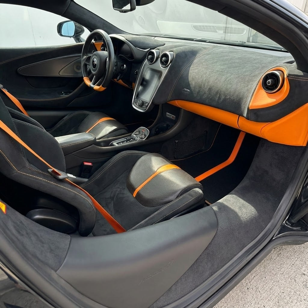 Customizable Leather Floor Mats with Raptor Hex Pattern for McLaren 570S (2015-2021) - AutoWin