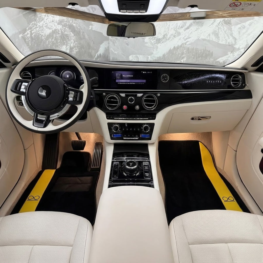 Black Floor Mats For Rolls Royce Spectre (2023-2024) Yellow Leather