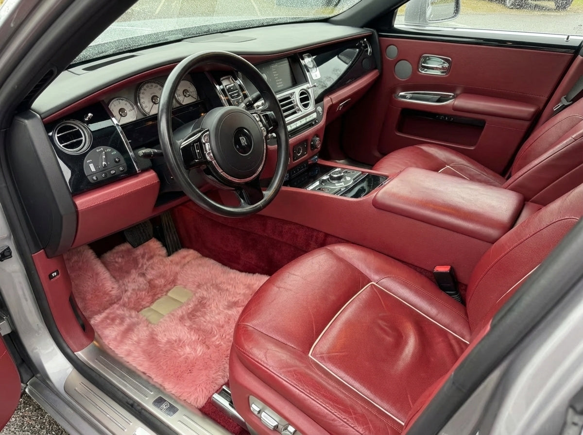 Pink Sheepskin Floor Mats For Rolls Royce Ghost Series II (2021-2024) Er56 Design Brand