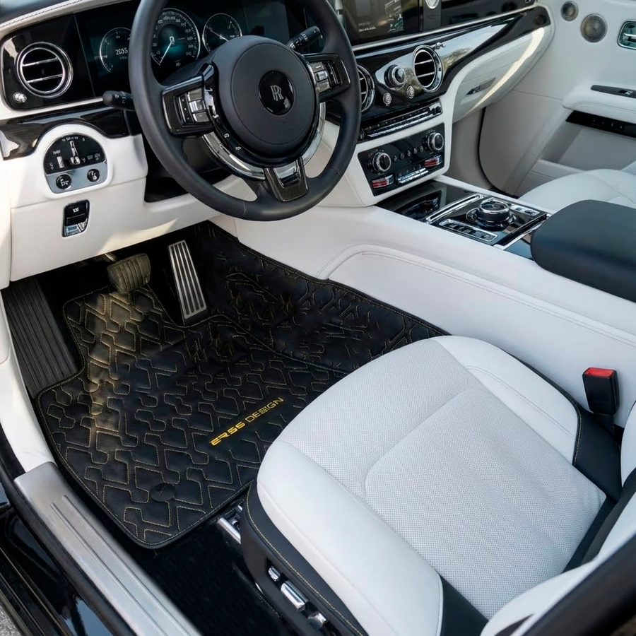 Czarne skórzane dywaniki do samochodu do Rolls-Royce Spectre (2023-2024) ER56 Design