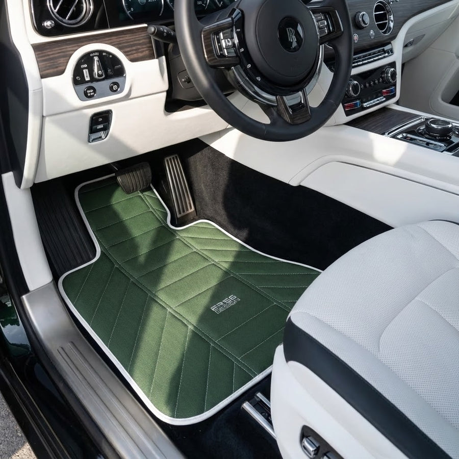 Zielone Dywaniki Samochodowe z Skóry dla Rolls-Royce Spectre (2023-2024) Projekt ER56