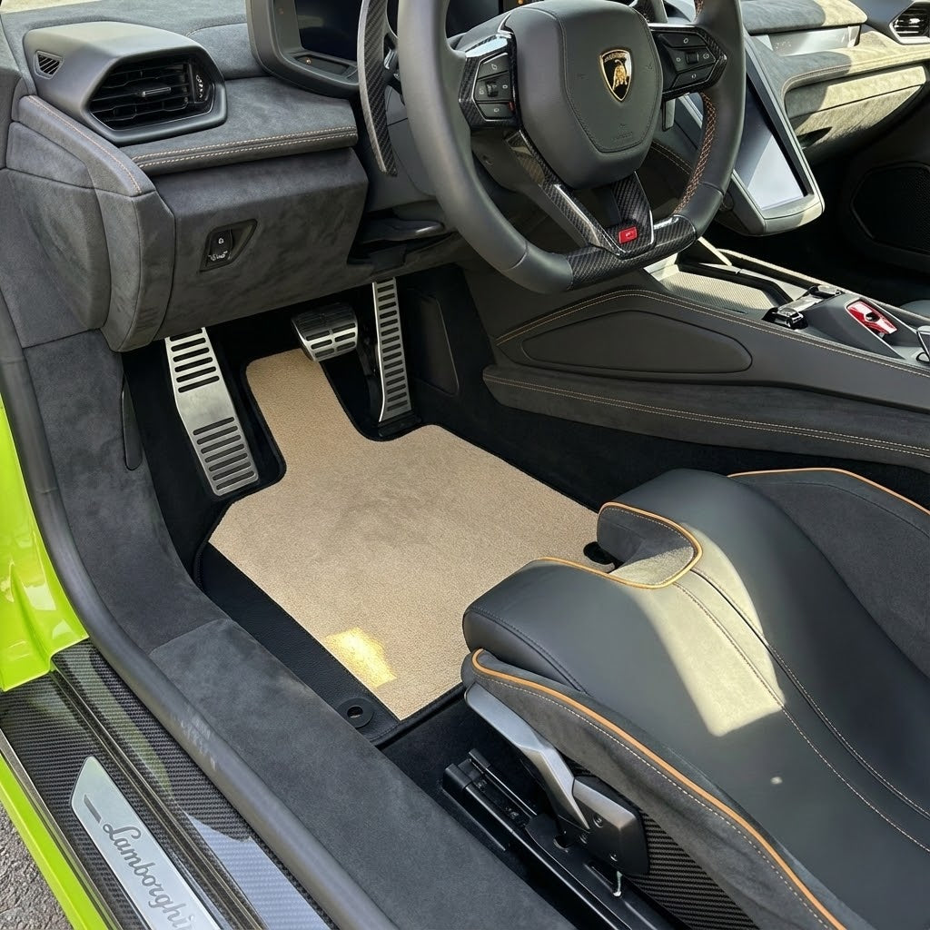 Customizable Leather Floor Mats with Symmetrical Hex Pattern for Lamborghini Temerario (2025-2026) - AutoWin