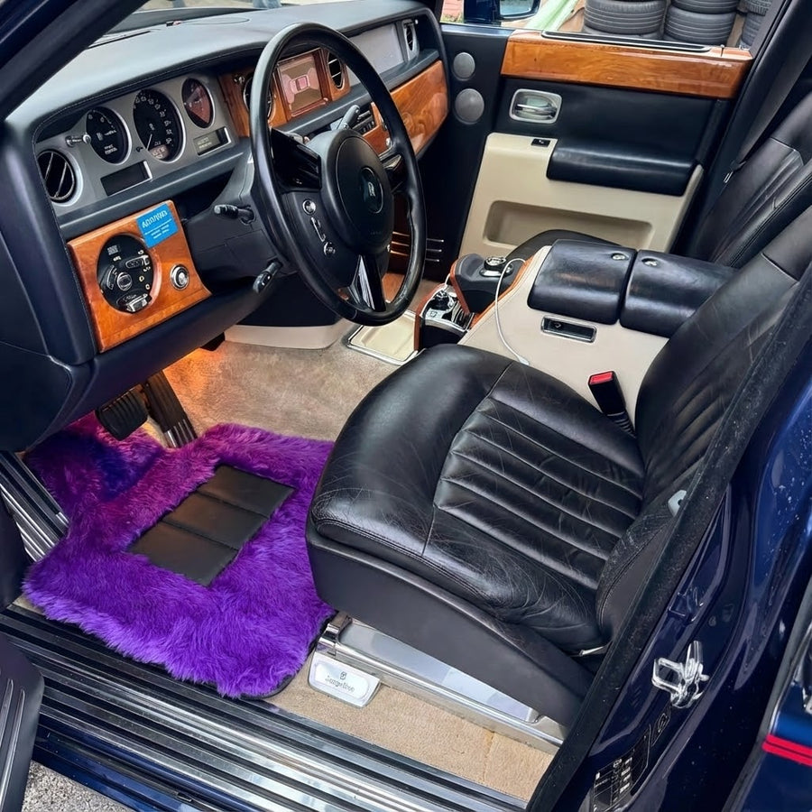 Fioletowe dywaniki skórzane z owczej skóry do Rolls-Royce Phantom Drophead Coupe (2007-2016)