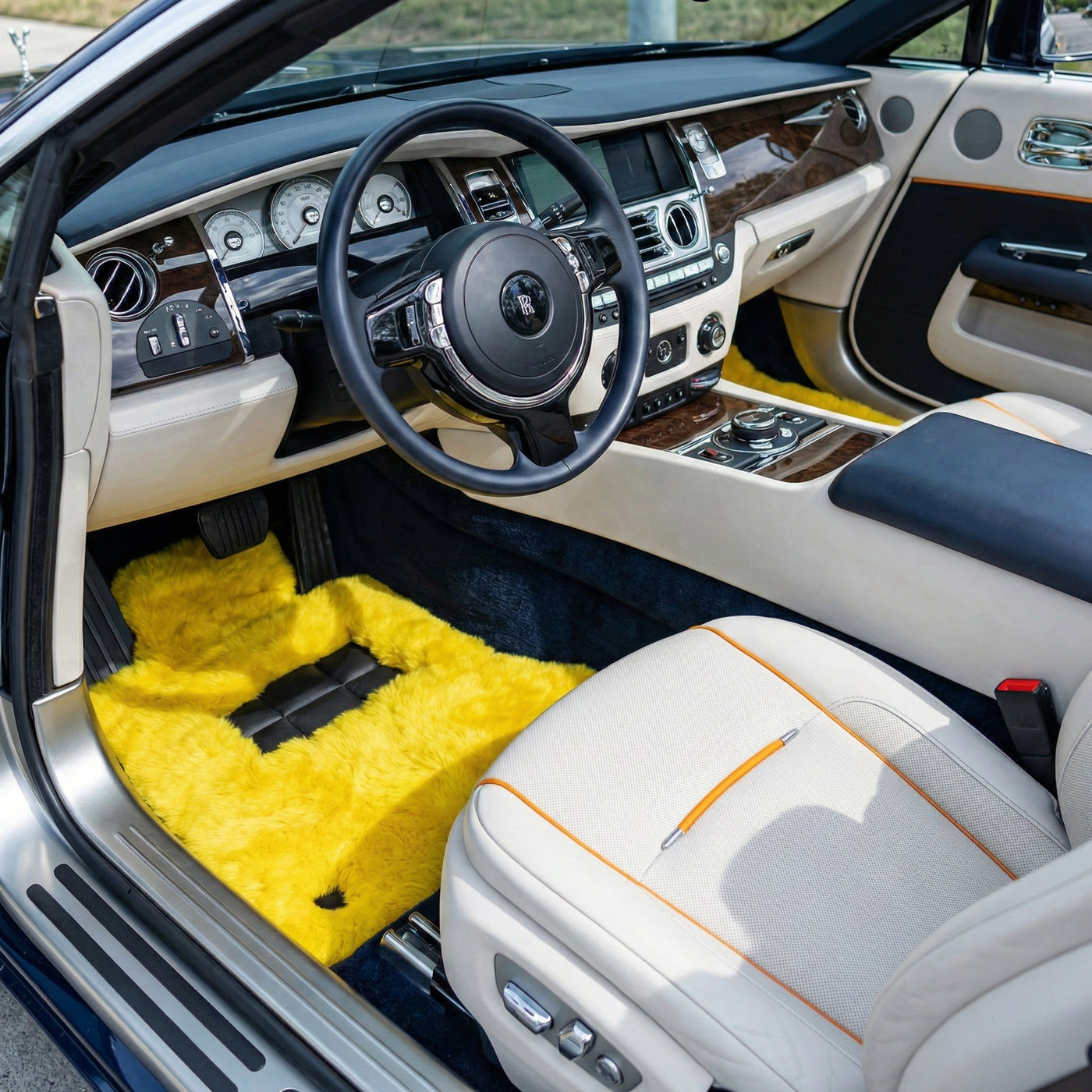 Żółte dywaniki wełniane do Rolls Royce Dawn (2016-2023) Projekt ER56