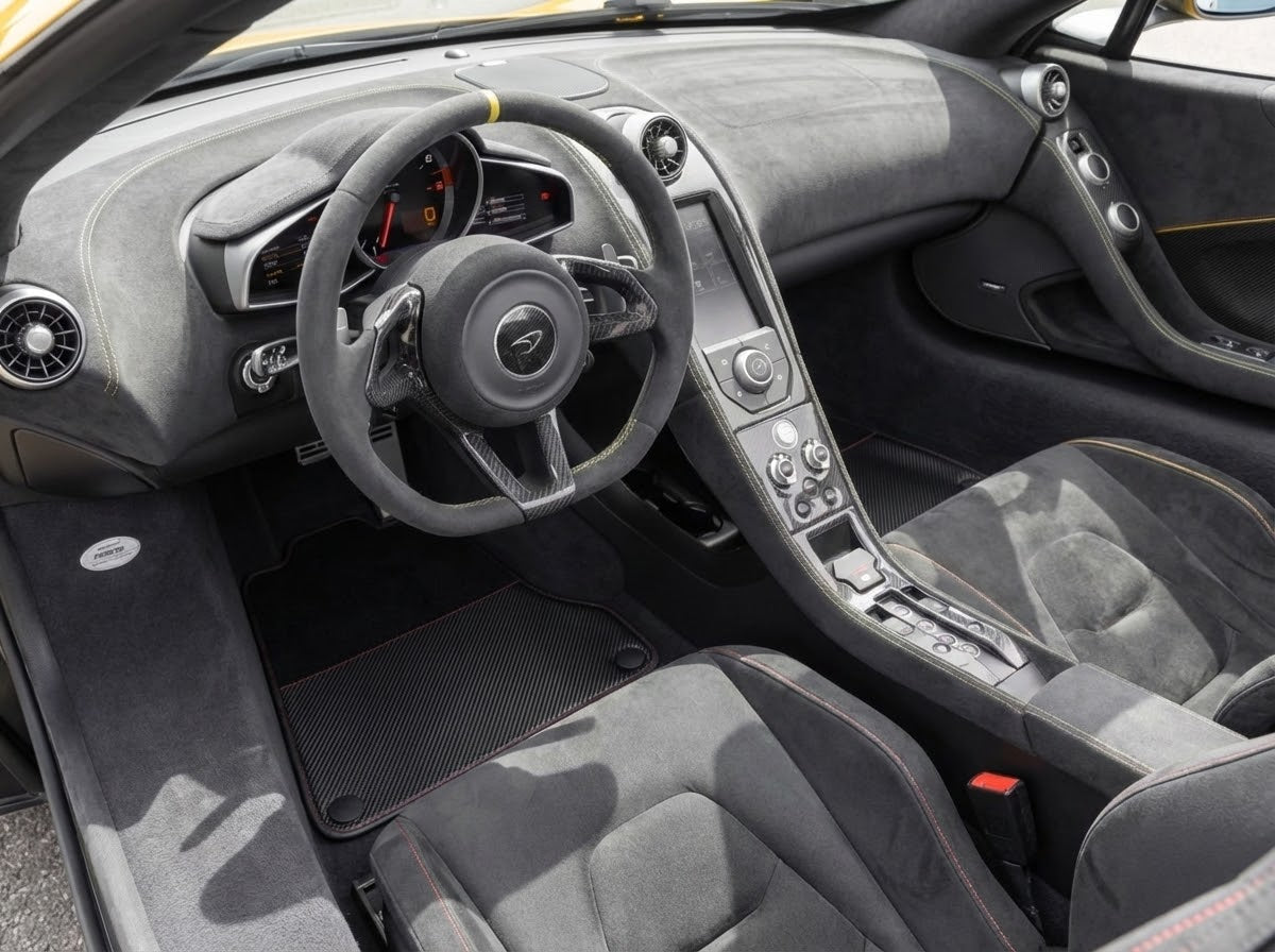 Customizable Floor Mats for McLaren 650S (2015-2018) Black Tailored Carpets with Carbon