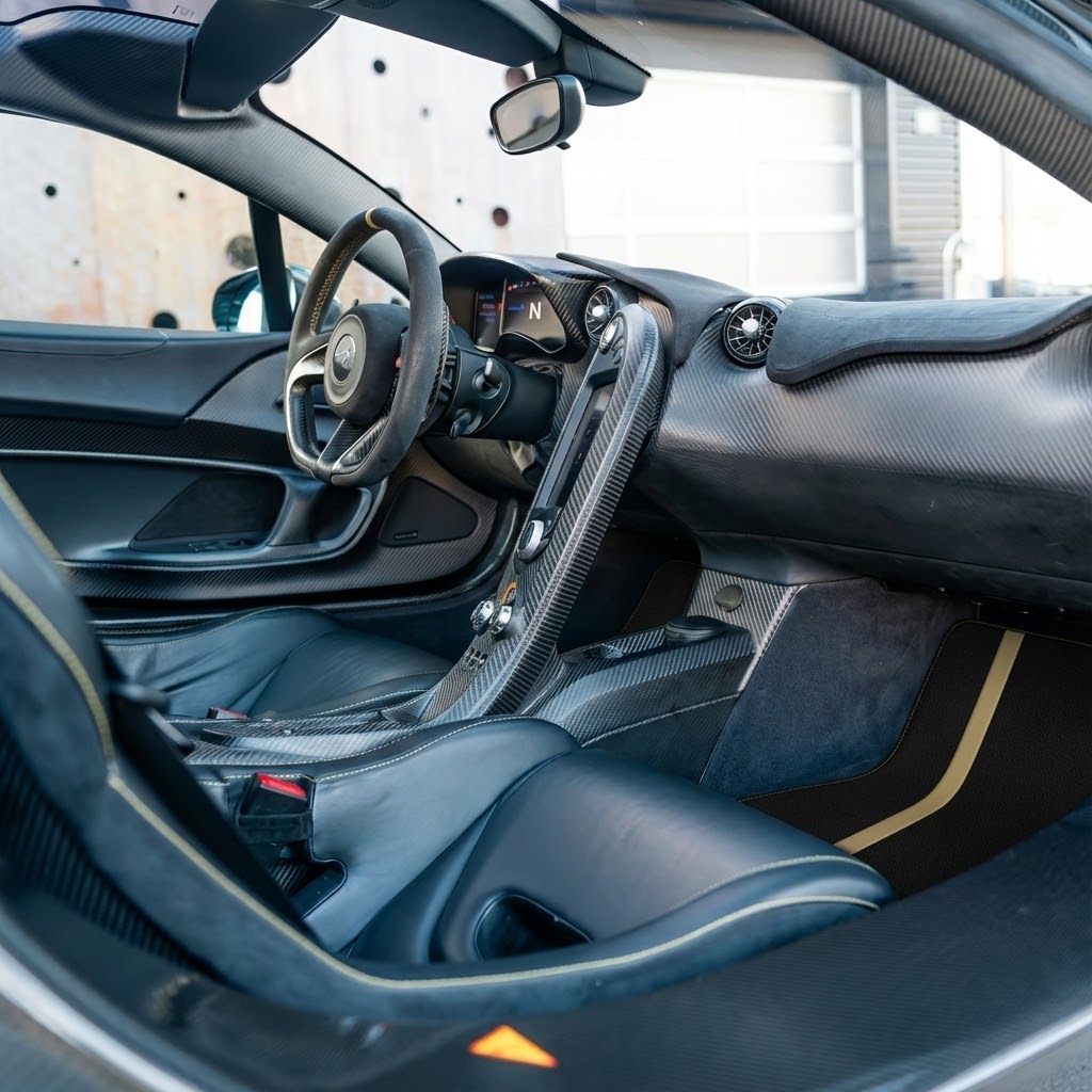Customizable Leather Floor Mats with Hexagon Hex Pattern for McLaren P1 (2013-2015) - AutoWin
