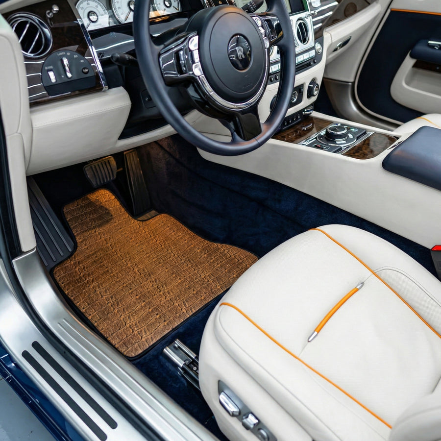 Dywaniki samochodowe ze skóry z wytłoczeniem krokodyla dla Rolls-Royce Dawn (2016-2023)