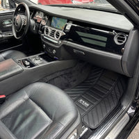 Black Leather Floor Mats for Rolls Royce Ghost Series I (2010–2020) ER56 Design